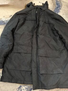 KingSize Men's XL Tall Black Hooded Faux Fur Trim Parka Coat